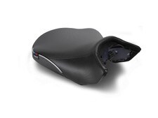 Sargent World Sport Aftermarket Motorcycle Seat for the 2023+ BMW R 1300 GS front seat only with DTX/GZ and silver welt.